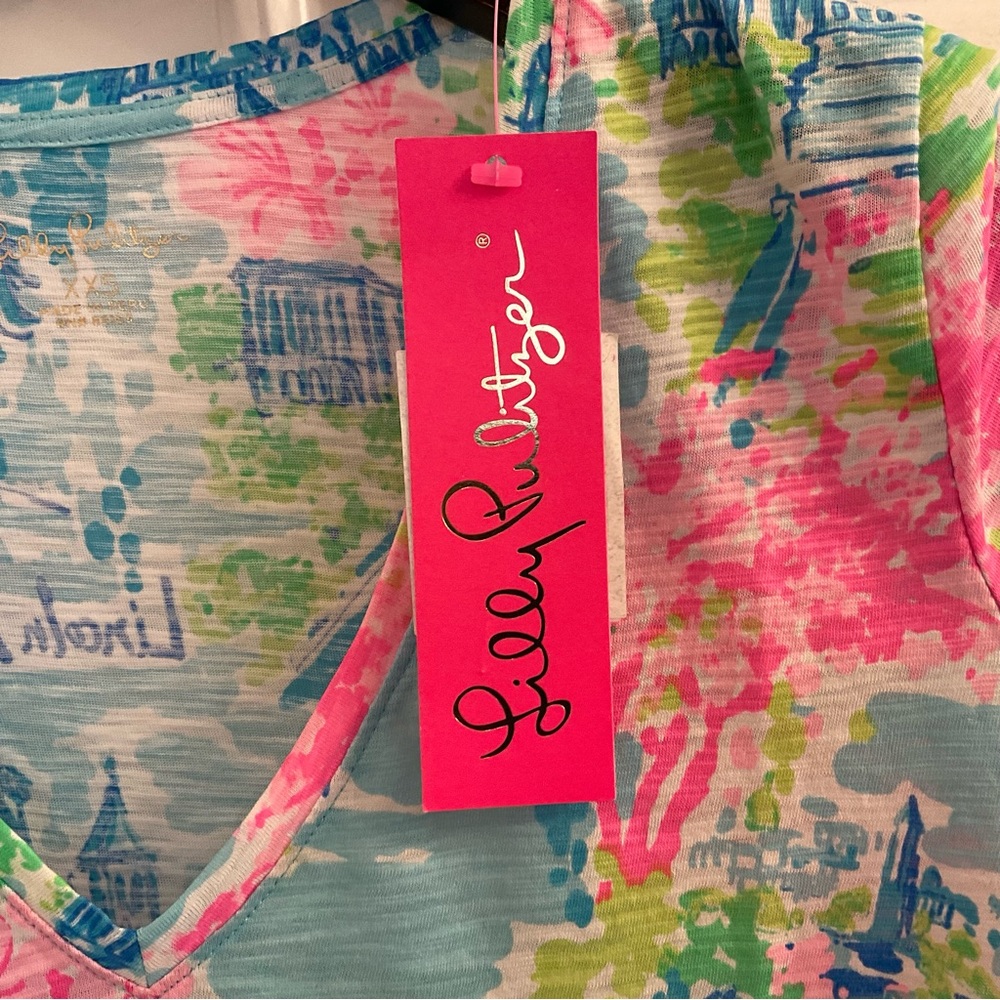 Lilly Pulitzer Etta V-Neck Tee - Lilly Loves D.C. - NWT - Size XXS - Picture 8 of 10